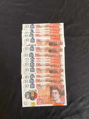 UK Prop Money - 10x100 Bank Notes (100 Pounds) - Fake Cash For Film & Youtube